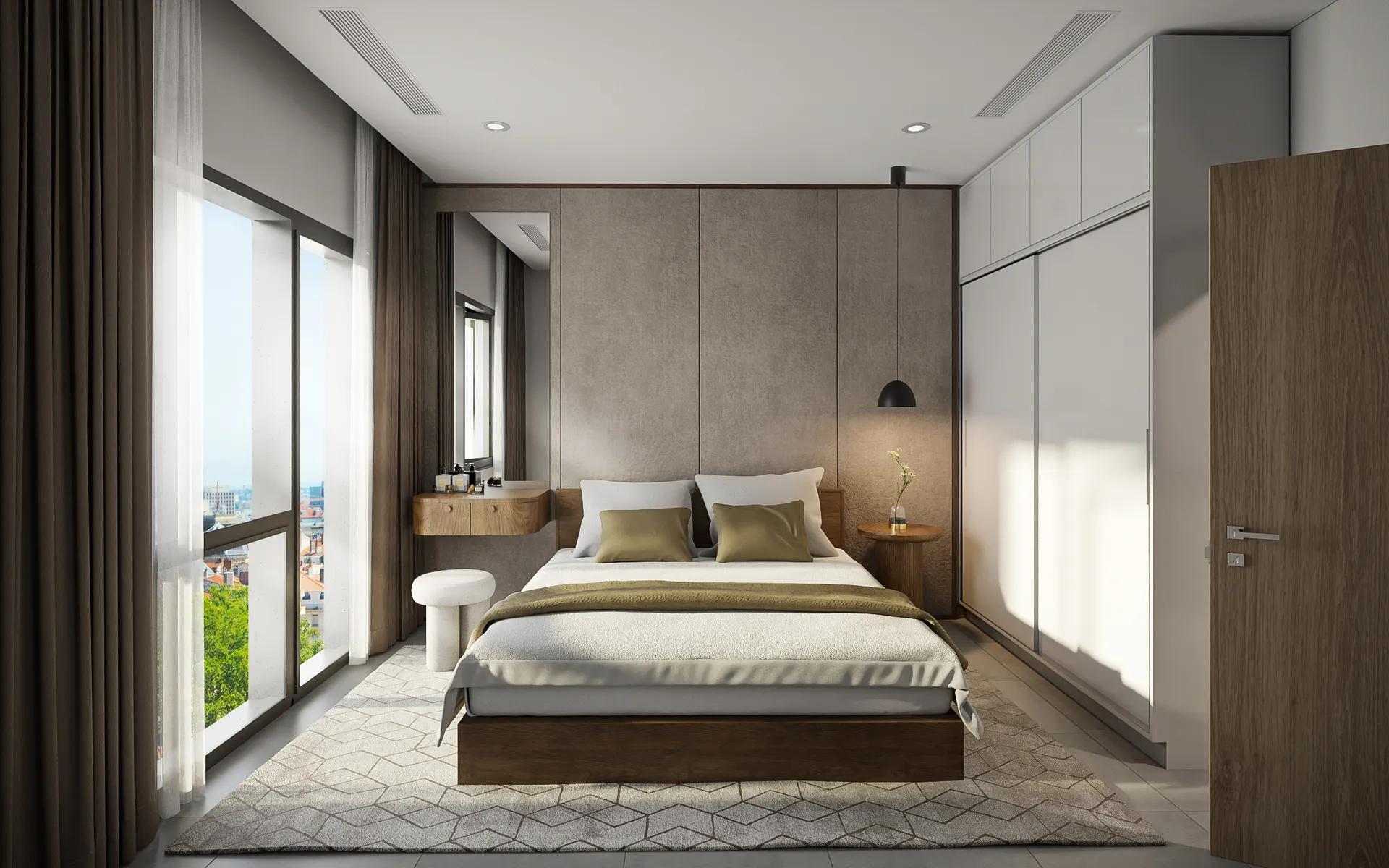 Phối cảnh nội thất phòng ngủ căn hộ — Khu đô thị Vân Trung, Bắc Ninh