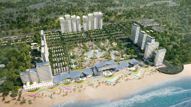 Tổng thể khu đô thị ven biển nhìn từ trên cao vào ban ngày — Blanca City, Vũng Tàu
