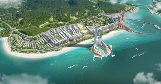 Tổng thể khu đô thị ven biển nhìn từ trên cao — Sun Elite City, Quảng Ninh
