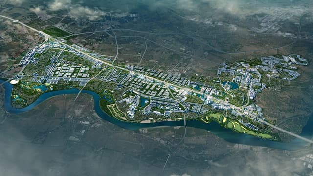 Toàn tuyến xa lộ và cảnh quan đô thị nhìn từ trên cao — Xa Lộ Gia Bình, Bắc Ninh - Hà Nội